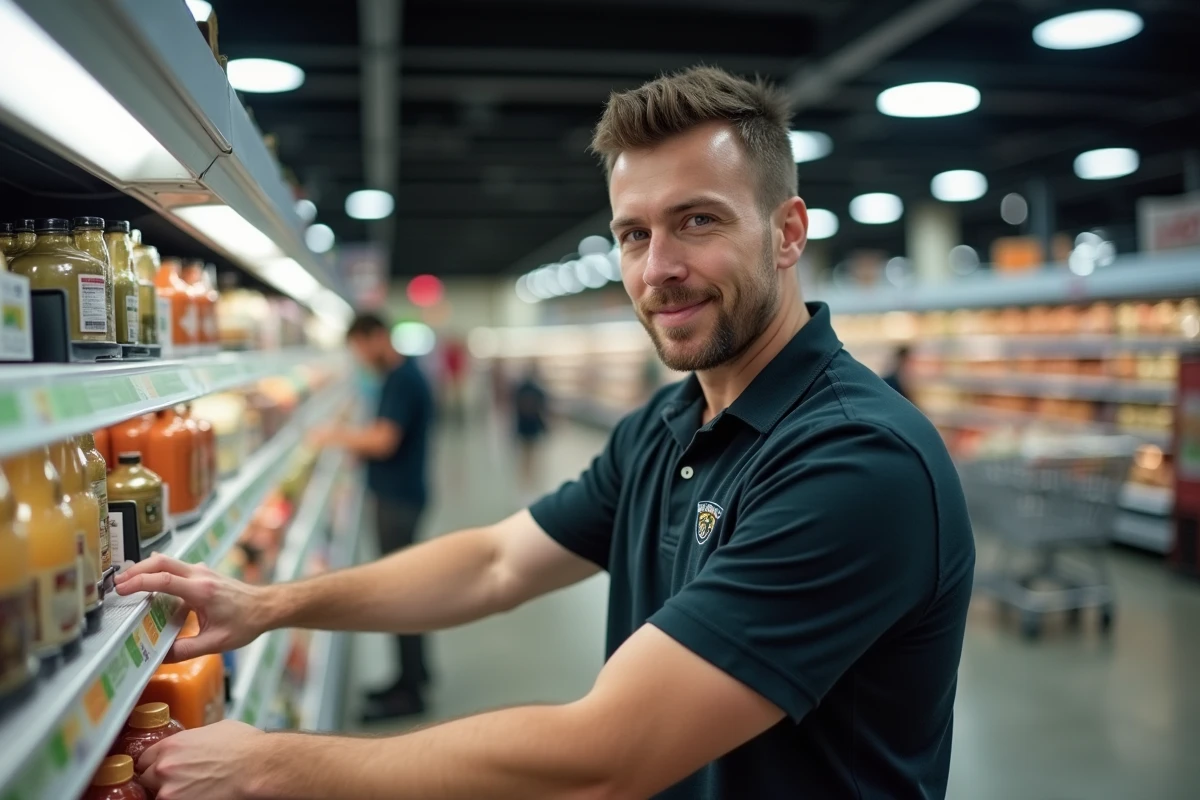Employé de supermarché travaillant un dimanche à Montpellier sous les nouvelles règles 2026