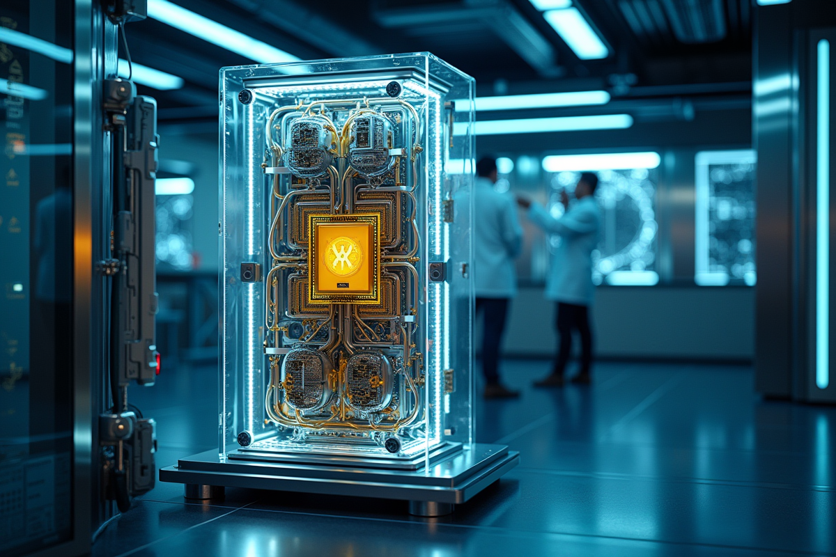 ordinateur quantique futuriste dans un laboratoire moderne